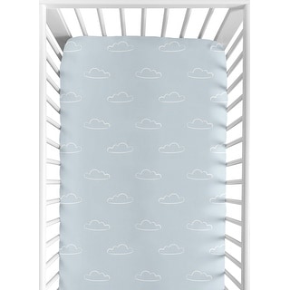 Sweet Jojo Designs Blue Clouds Boy Fitted Crib Sheet Slate and White Cloud Sky for Vintage Airplane Aviator Aviation Collection