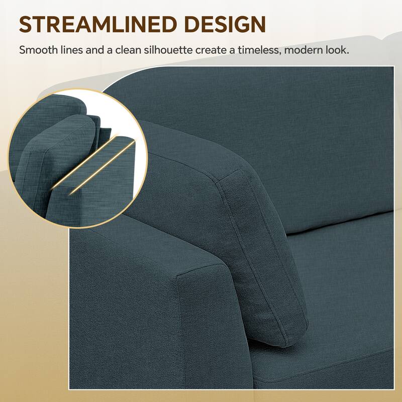 Modern Chenille 2 Seater Sofa Chouch with Bolster Pillows