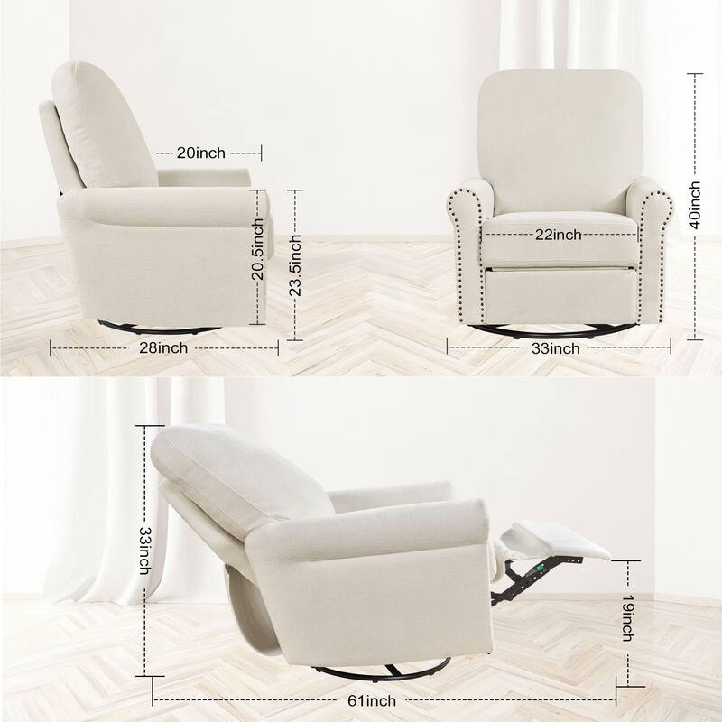 Heido 360 Degree Swivel Glider Manual Recliner Leisure Chair Set of 2