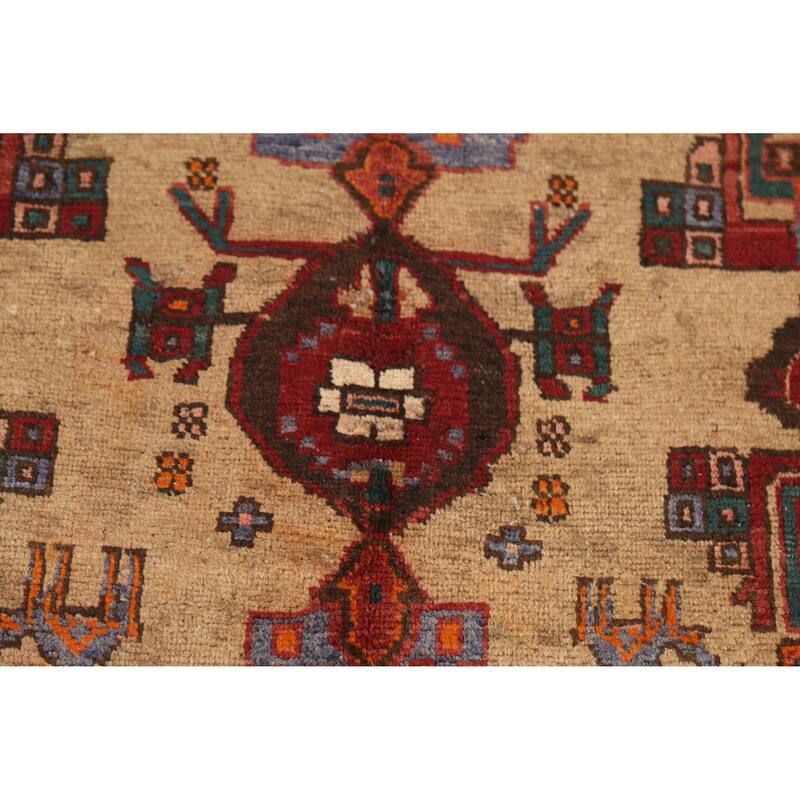 Hand Knotted Oriental 100% Wool Carpet Traditional Tribal Brown Ardebil Runner Rug - 14' 9'' X 4' 0''