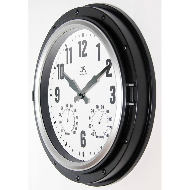 Forecaster Indoor/Outdoor Patio Garden 16 inch Wall Clock Thermometer by Infinity Instruments - 16 x 2.25 x 16
