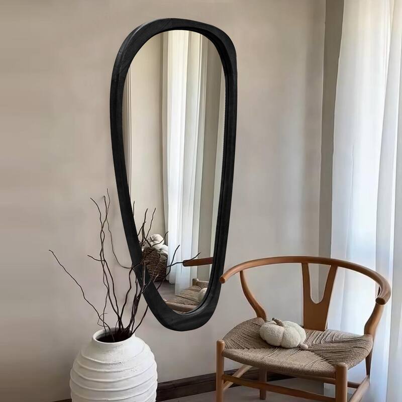 Unique Silhouette: Curved-shaped, Stylish Wall Mirror - 22X48 - Black
