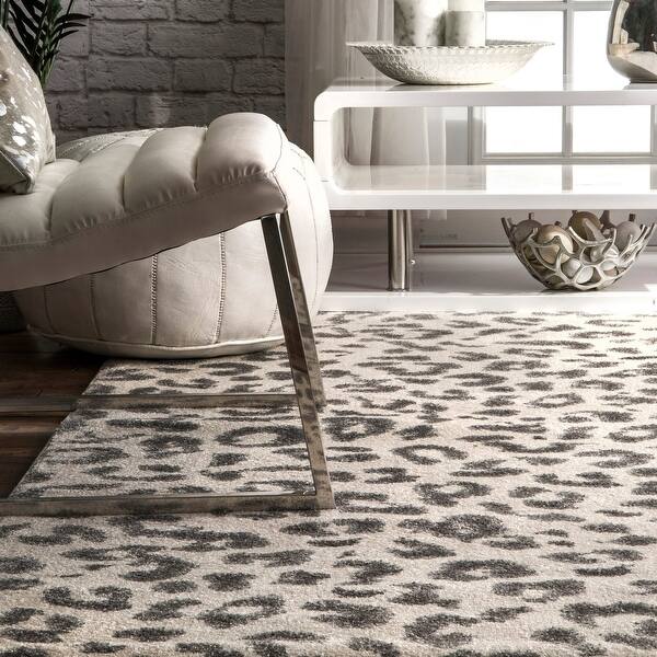 Shop Nuloom Grey Modern Leopard Spotted Area Rug Overstock