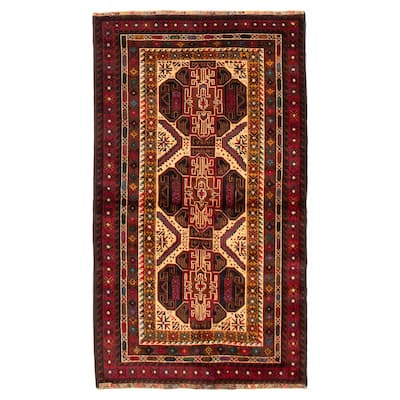 Teimani Ivory, Red Rug 3'7" x 6'4" - 3'7 x 6'4