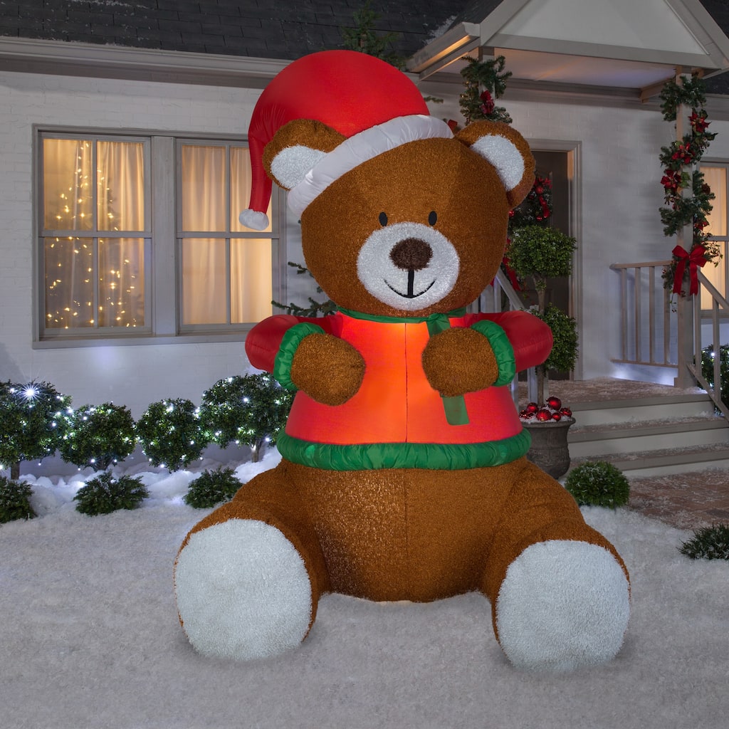 Gemmy Animated Airblown Inflatable Mixed Media Hugging Teddy Bear w ...