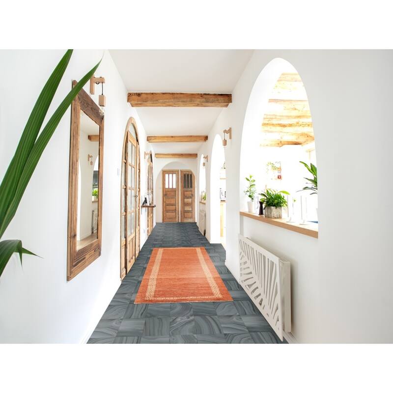 Orange Gabbeh Kashkoli Oriental Runner Rug Hand-knotted Wool Carpet - 2'7" x 9'2"