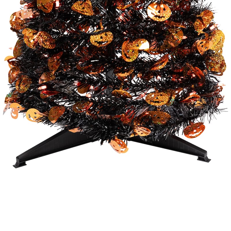 6' Pop Up Jack O' Lantern Artificial Halloween Tree Orange Lights - 6-to-7-feet