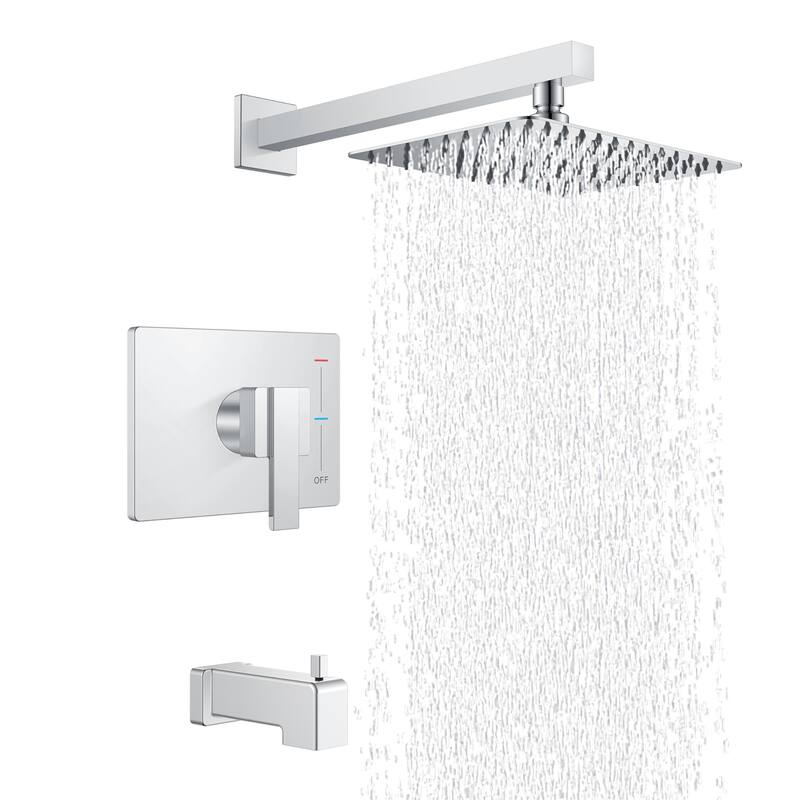 PROOX Wall Mount Tub and Shower Trim Kit with Single-Spray Shower Head - Chrome