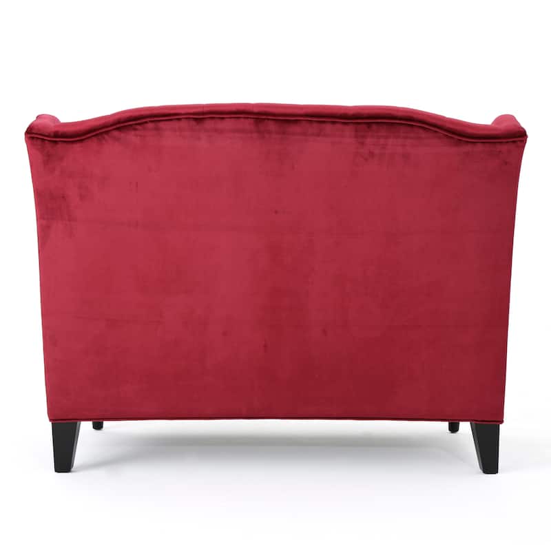 50.25" Velvet Button Tufted High Wingback Loveseat Sofa with Wood Legs for Living Room