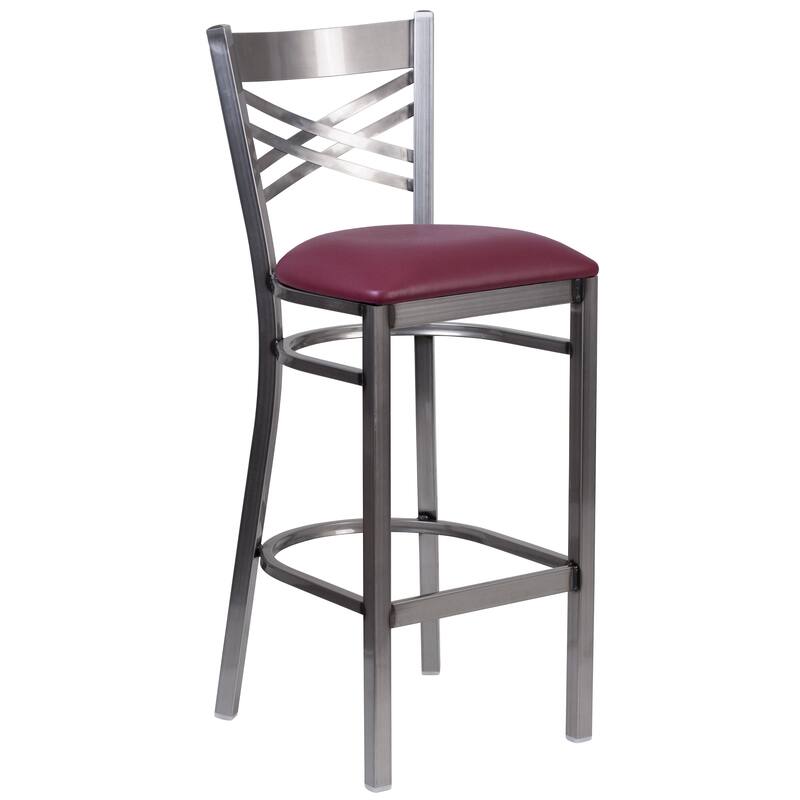2 Pack Clear Coated ''X'' Back Metal Restaurant Barstool - 17"W x 18"D x 42.25"H - 17"W x 18"D x 42.25"H