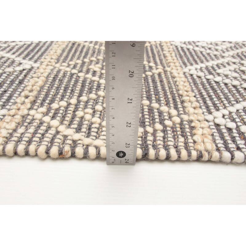 ECARPETGALLERY Braid weave Sienna Grey Wool Rug - 5'0 x 7'11