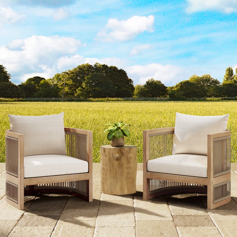 Christopher Knight Home- Xanthe Acacia Wood Patio Rope Club Chair