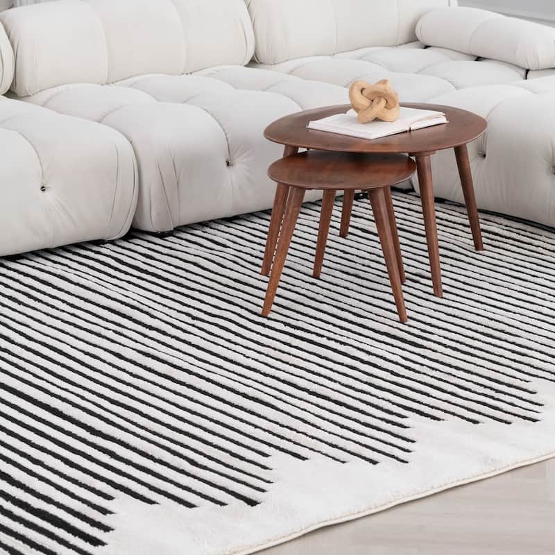 Rug Branch Domus Abstract Indoor Area Rug, Cream Black