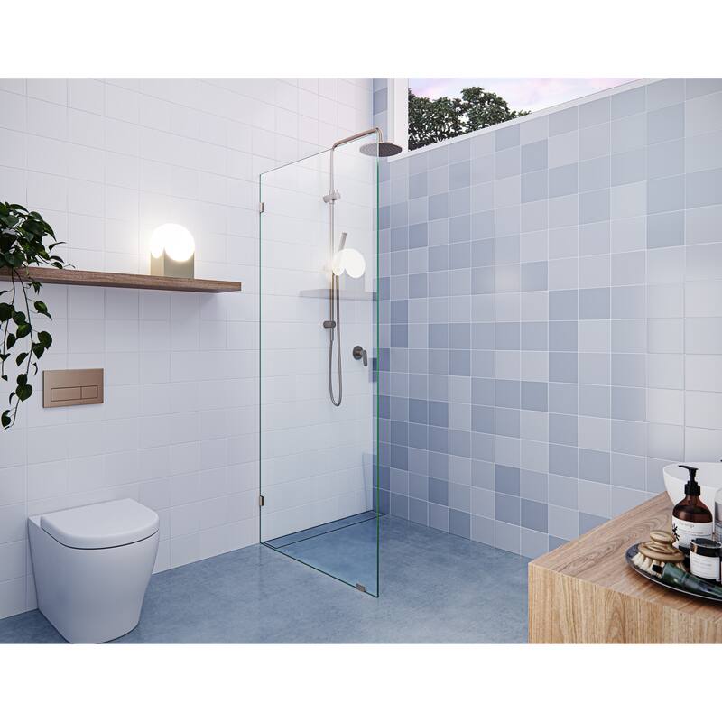 Vela 28.5 in. x 78 in. Fully Frameless Glass Shower Panel - Single Fixed Panel - Brushed Bronze