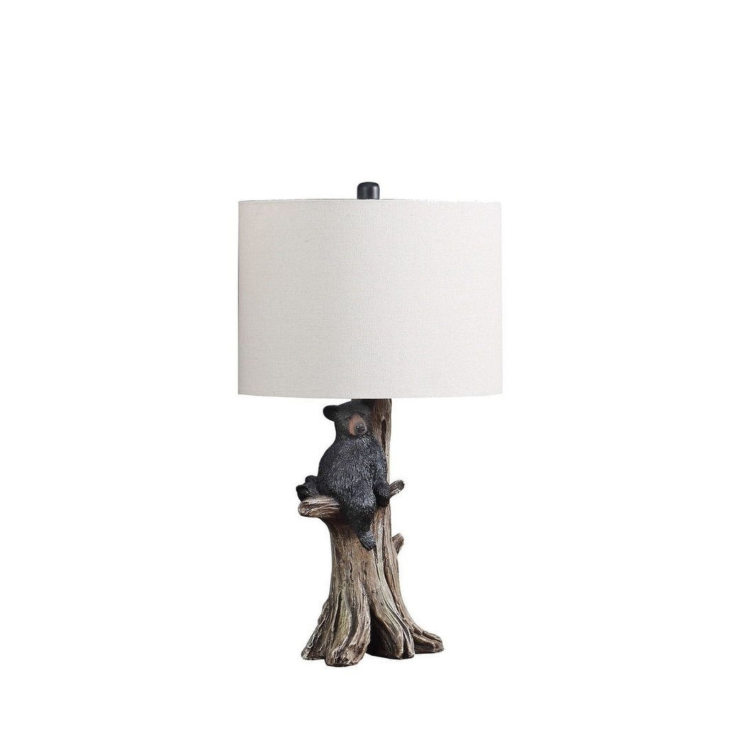 24.75" In Black Bear On A Tree Polyresin Table Lamp For Living Room, Bedroom, Tabletop, Home Decor