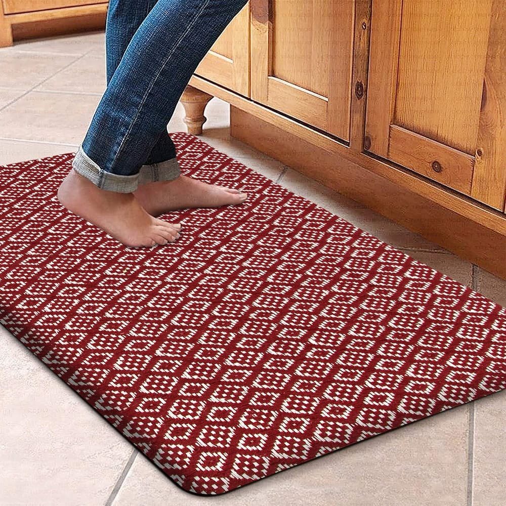 Cotton Kitchen Mat Cushioned Anti-Fatigue Rug, Non-Slip Mats Comfort Foam Rug for Kitchen, Office, Sink, Laundry - 18''x30''