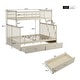 preview thumbnail 14 of 12, Cream Twin over Full Wood Bunk Bed with Storage Drawers, Ladder and Safety Guard Rails