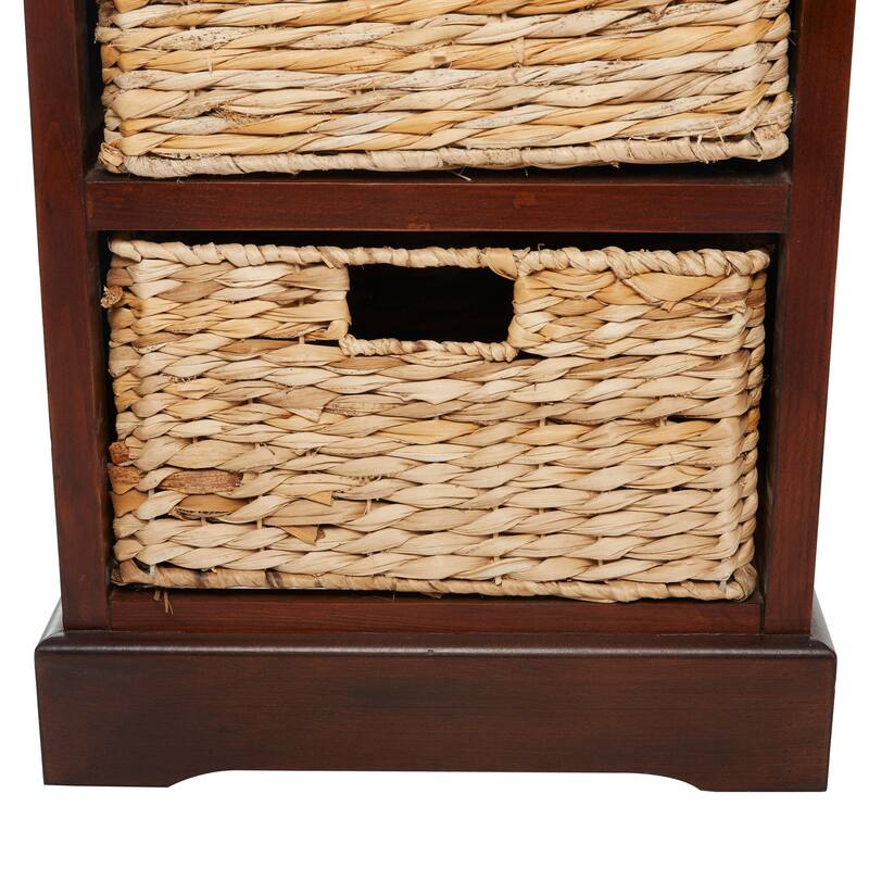 Cream, Teal, White or Brown Wood 2 Baskets and 1 Drawer Storage Unit - 16 x 13 x 28