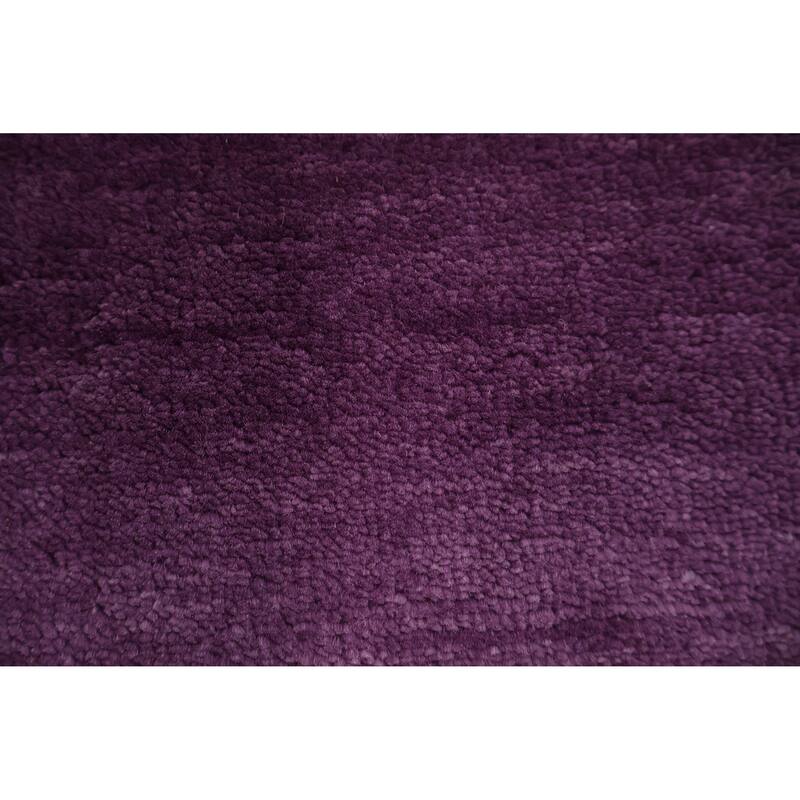 Hand Knotted Oriental 100% Wool Carpet Modern Solid Purples Gabbeh Area Rug - 9' 2'' X 6' 1''