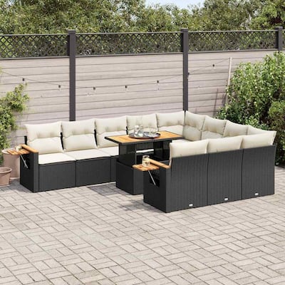 vidaXL Garden Sofa Set Black, Cream White - 113.8 x 92.1 x 33.5 in