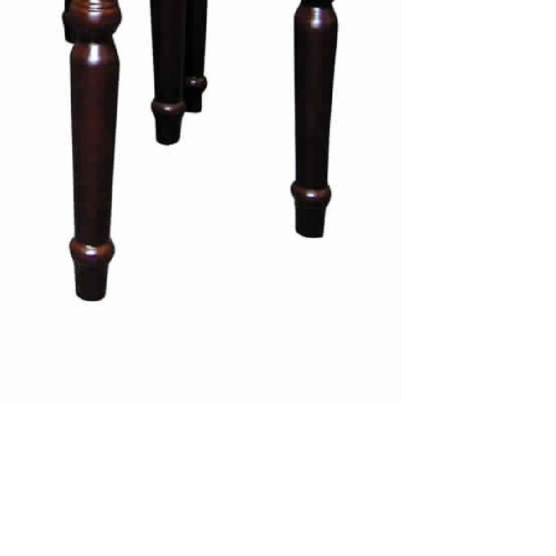 3 Piece Wooden Nesting Tables with Turned Tapered Legs, Cherry Brown - 19 H x 14 W x 22 L Inches