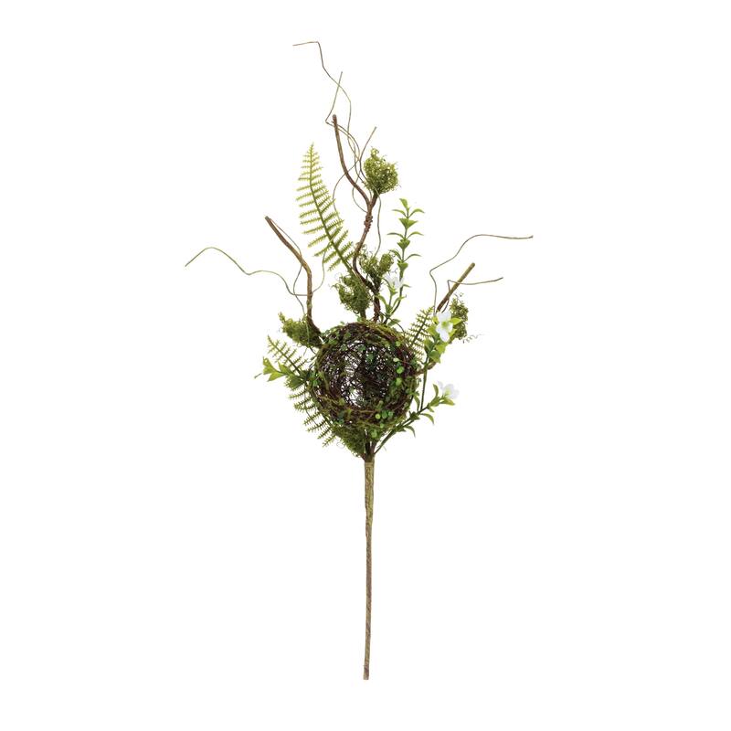 Bird Nest Twig Spray (Set of 2) - Green, Brown