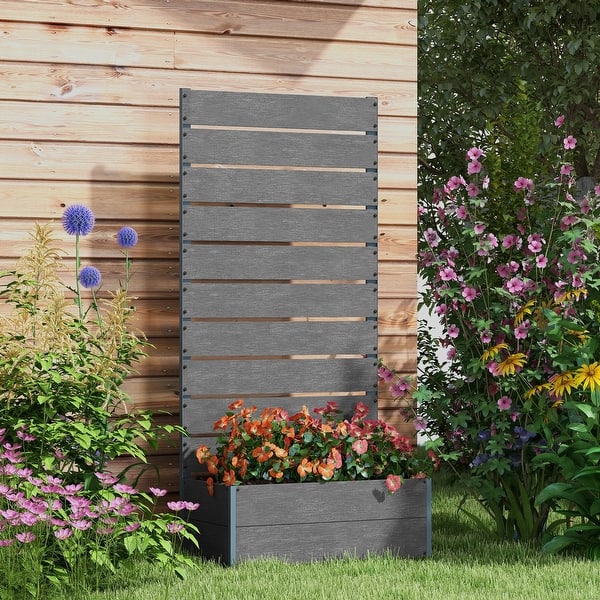 Outsunny Raised Garden Bed with Trellis for Climbing Plants, Planter Box  with Drainage Gap, Freestanding Trellis Planter - On Sale - Bed Bath &  Beyond - 40165715