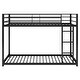 preview thumbnail 6 of 11, Black Twin over Twin Size Metal Low Bunk Bed with Ladder & Fence