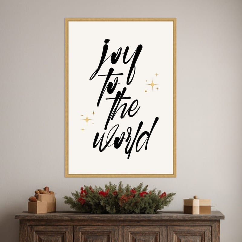 Joy To the World by Eins Kubistika (23 x 33 in.), Framed Canvas Wall Art Print - Sylvie Bright Gold