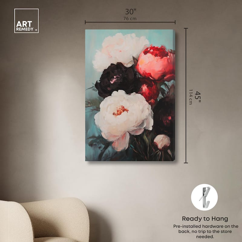 Three Shades of Peony II Canvas by Art Remedy, Gallery Wrapped