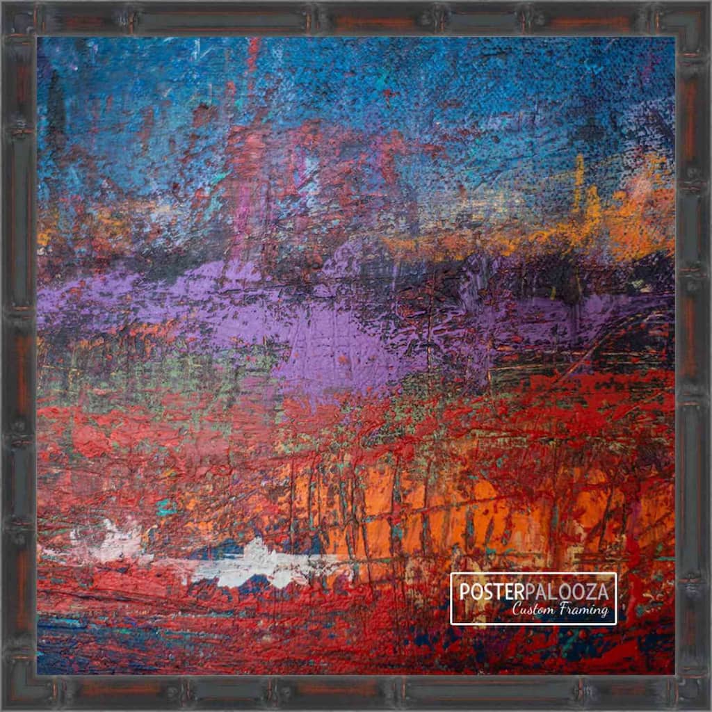 11x11 Brown Thin Bamboo Picture Frame - UV Acrylic, Foam Board Backing, Hanging Hardware