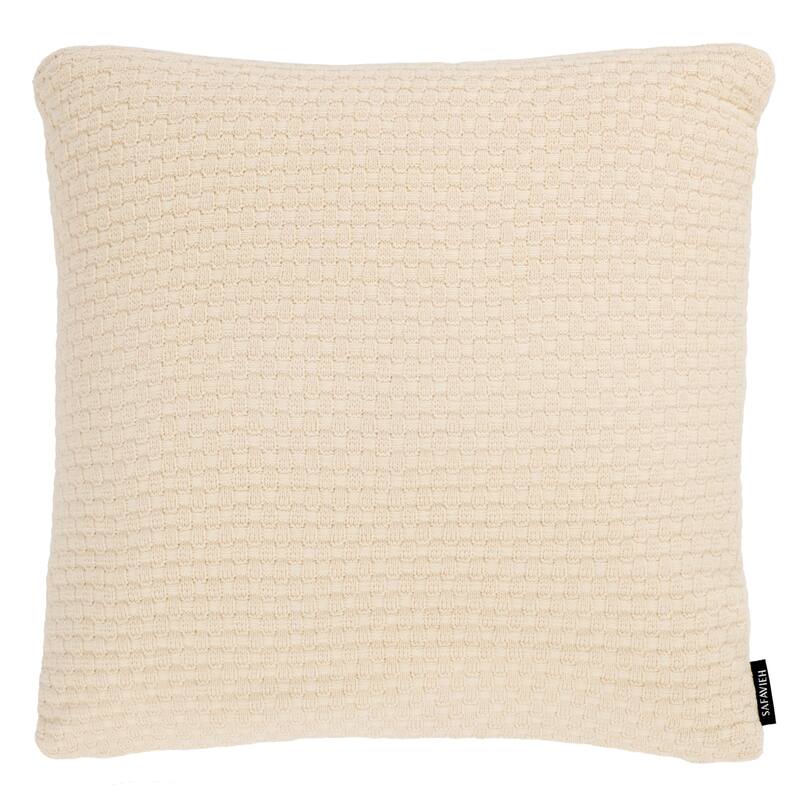 SAFAVIEH Home Jolie 18-inch Square Natural Cotton Decorative Pillow
