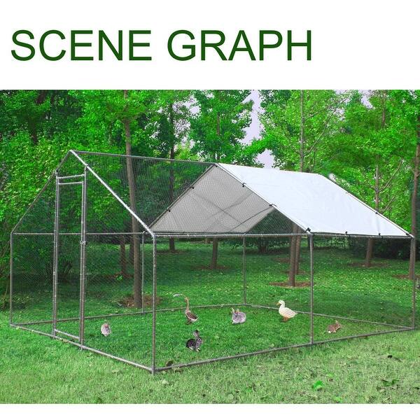 3X4m Large Walk In Chicken Coop Run House Shade Cage Bed Bath