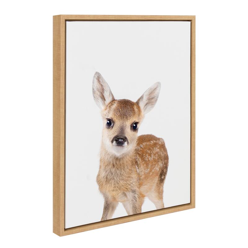 Sylvie Baby Deer Animal Print Framed Canvas Wall Art by Amy Peterson - Plastic - 18x24 - Brown
