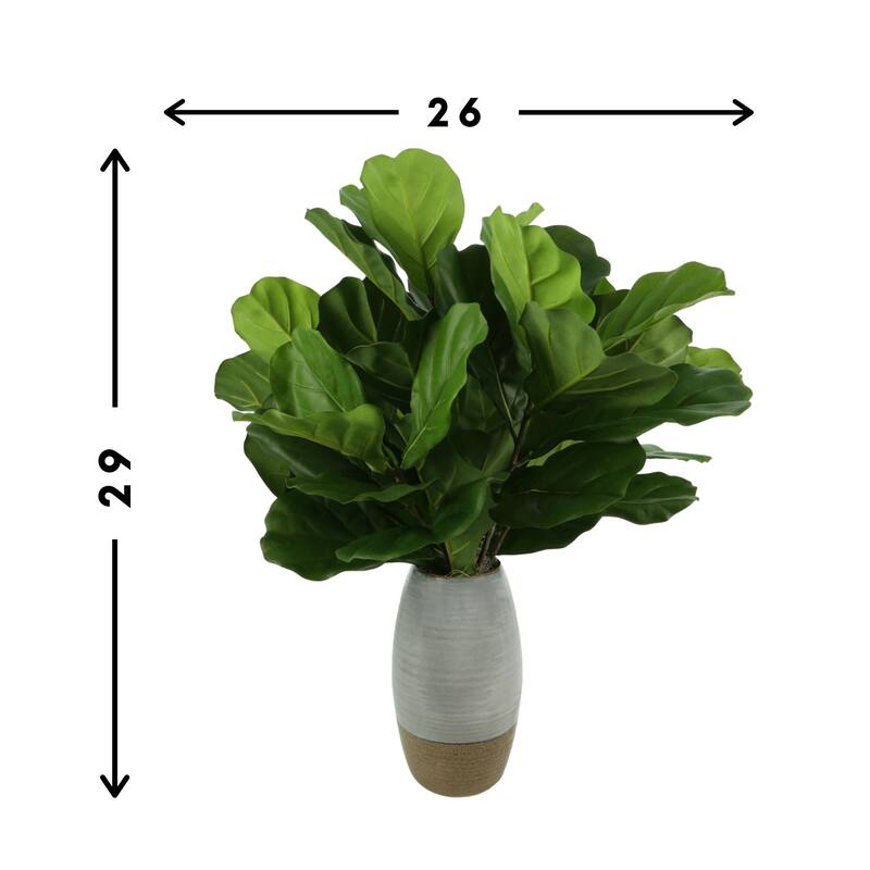 Organic Modern Fiddle Leaf in a ceramic vase - Green