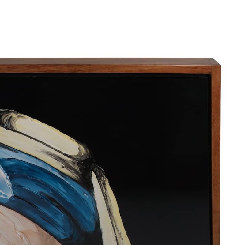 Wood Frame Canvas Wall Art Girl with Pearl Earring - 47" Multi-Colored