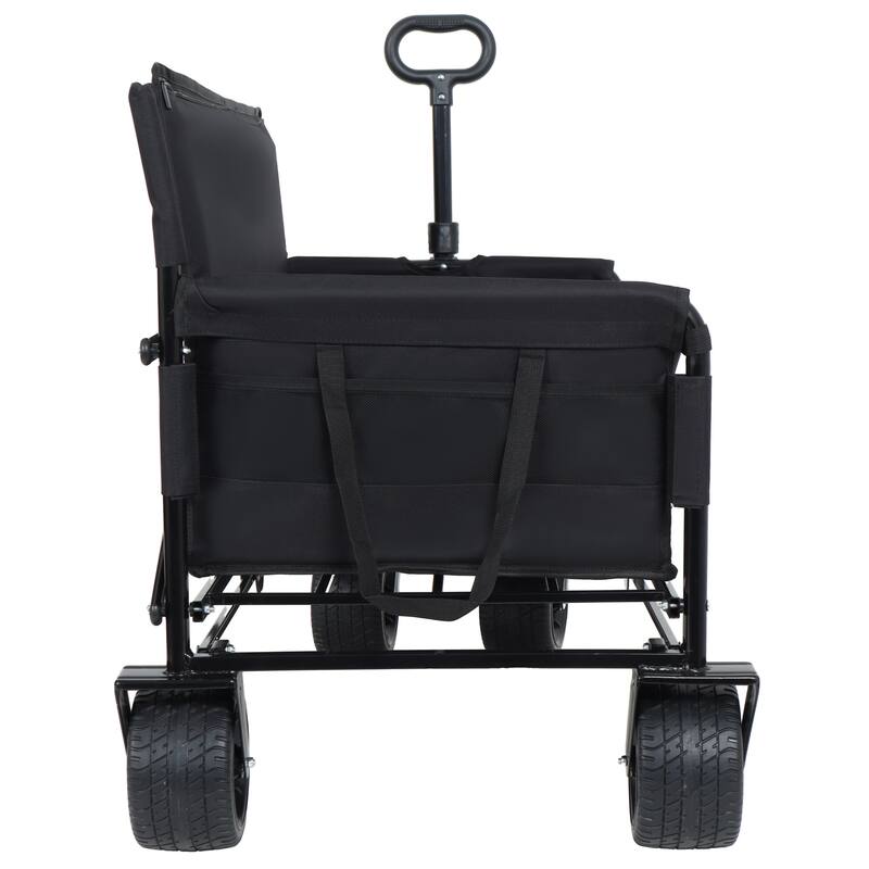 3-in-1 Heavy-Duty Folding Wagon Cart with Bench & All-Terrain Wheels