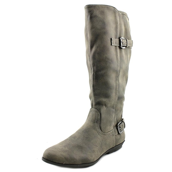 White Mountain Finalist Wide Calf Women Round Toe Suede Gray Knee High Boot