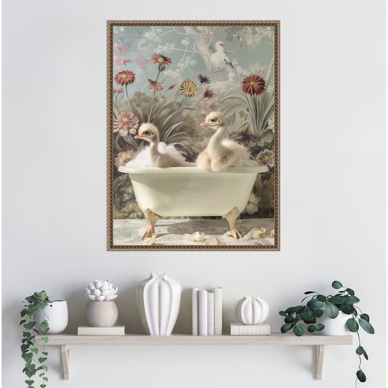 Ostrich Bubble Bliss by Niky Rahner Framed Canvas Wall Art