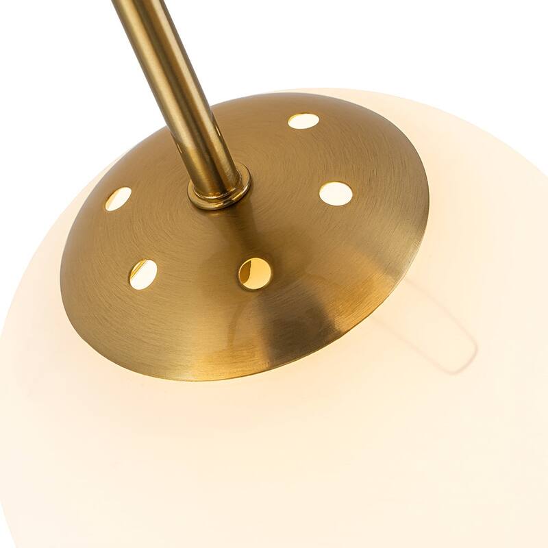 3-Light Brushed Brass Glass Globe Sputnik Semi Flush Mount