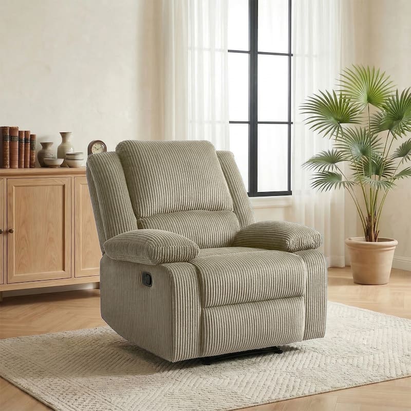 Corduroy Manual Recliner Chair with Footrest