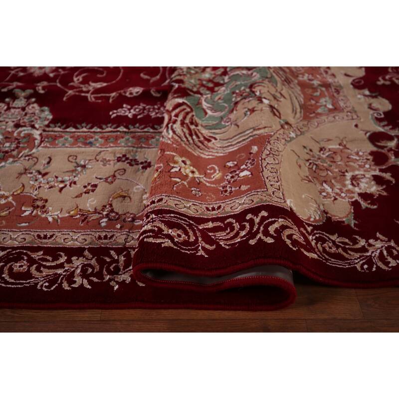 Victorian Style Red Kashan Turkish Rug Machine Made Bedroom Carpet - 9'8" x 13'1"