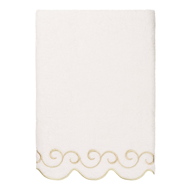 Authentic Hotel and Spa 100% Turkish Cotton SIMPLICITY Scallop Embellished Towel Collection