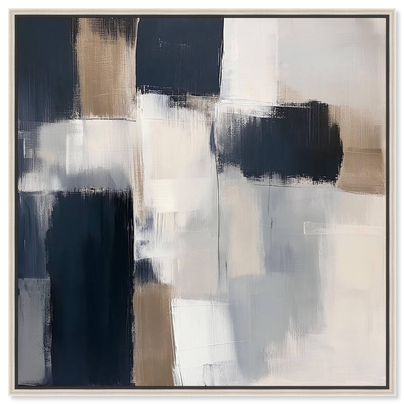 Blue and Tan Abstraction II Canvas by Art Remedy - Silver - 12" x 12"