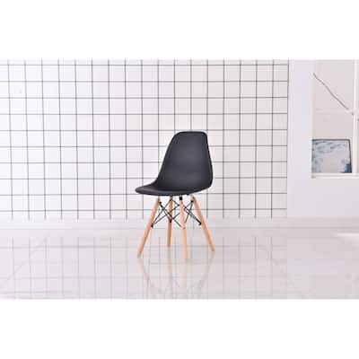 4 Pcs Dining Chair, Kitchen Chair Plastic Side Chair with Wooden Legs