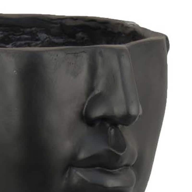 Kylz Decor Head Garden Planter, 23 Inch, Wide Open Top, Black Resin