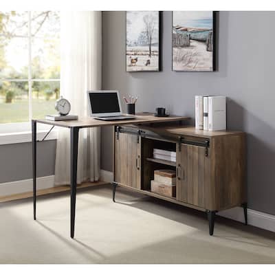 48" Gray Oak & Black Finish Writing Desk