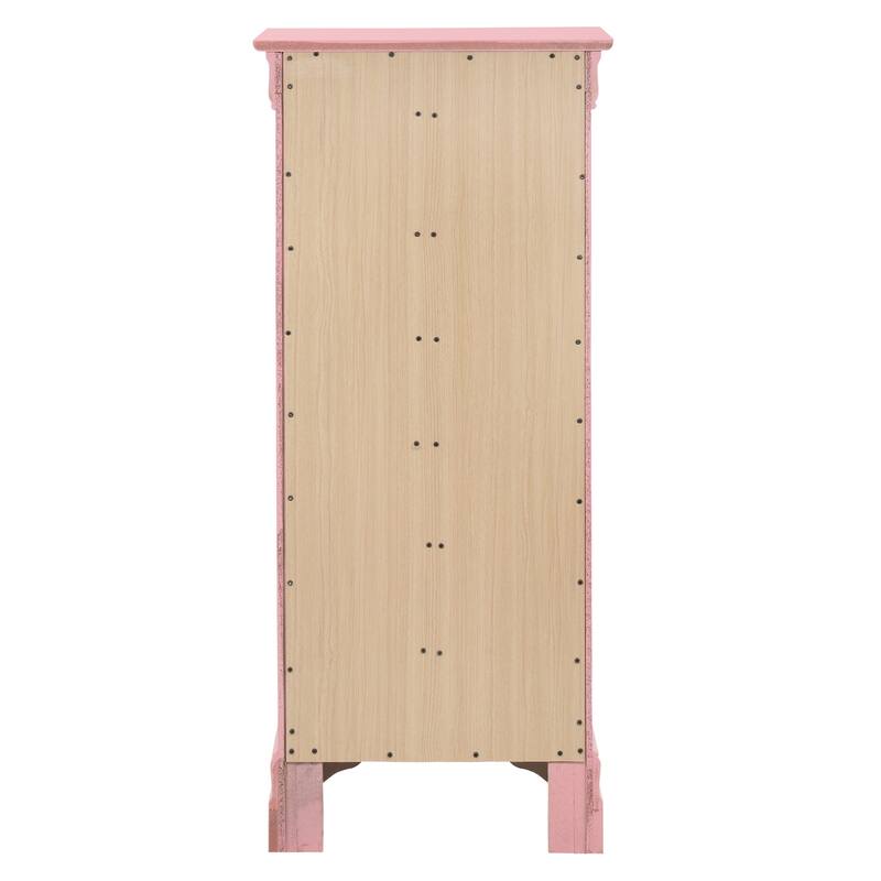 7-Drawer Wooden Bedroom Chest - 51" - Pink