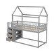 preview thumbnail 9 of 21, Twin over Twin House Bunk Bed With Shelves And Drawers