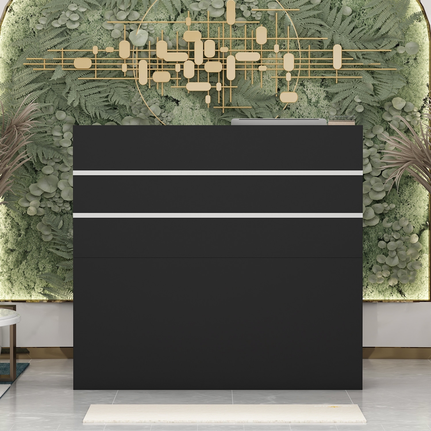 47.2"W 43.3"H Rectangular Wood Reception Desk Coumpter Desk Small